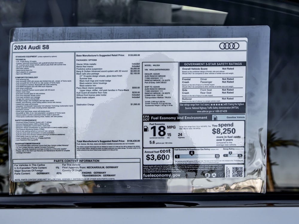 2024 Audi S8 4.0T quattro in Rancho Mirage, TX - indiGO Auto Group