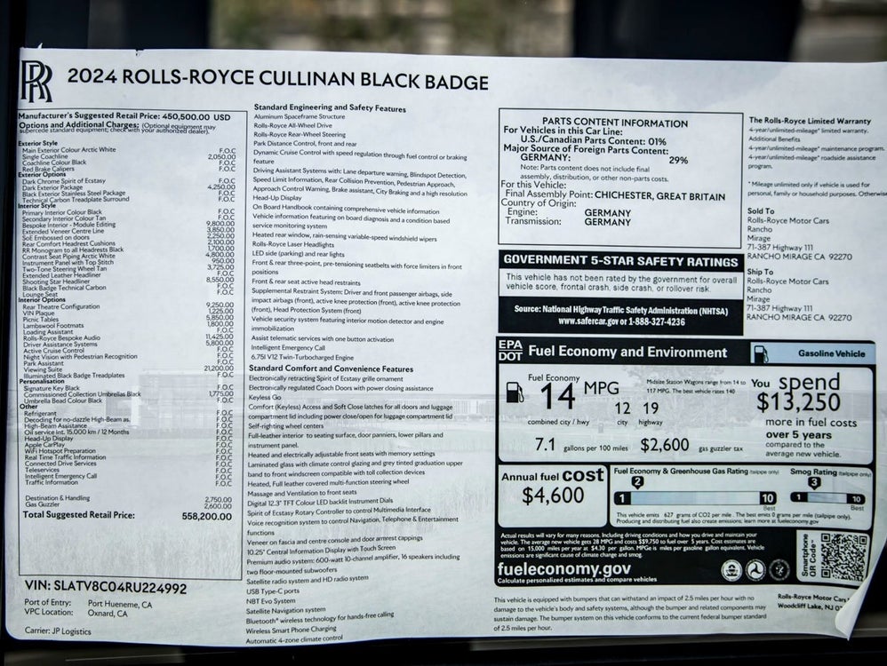 2024 Rolls-Royce Black Badge Cullinan in Rancho Mirage, TX - indiGO Auto Group